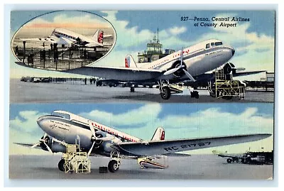 Pennsylvania Central Airlines Plane County Airport Mckeesport PA Postcard (FS10) • $9.95