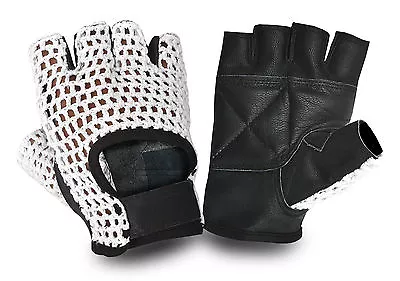 £3.95 • Buy Crochet Back Cut Finger Gloves Leather Weight Lifting Bodybuilding Gym Fitness