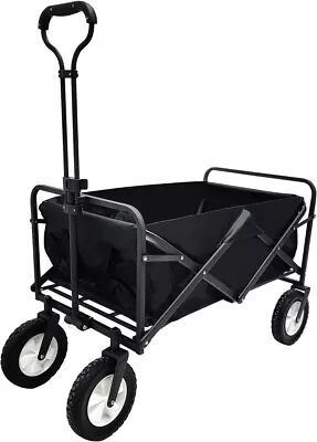 Heavy Duty Wagon Cart Swivel Collapsible Outdoor Utility Garden Beach Cart Black • $54.99