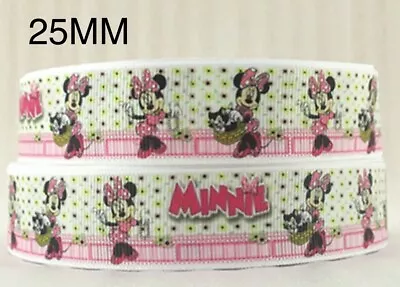 CHARACTER RIBBON - MINNIE MOUSE 25mm  1 METER FOR BOWS AND MORE 🇬🇧 • £2.25