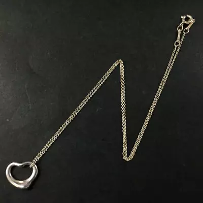 TIFFANY&CO. Silver 925 Elsa Peretti Open Heart Pendant Necklace/9X2238 • $1