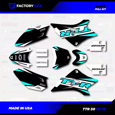 $39.99 • Buy Black & Cyan Shift Racing Graphics Kit Fits 06-23 YAMAHA TTR50 TTR 50 Decal