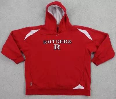 VTG Rutgers Scarlet Knights Nike Team Hoodie XL Center Swoosh Y2K Embroidered • $34.99