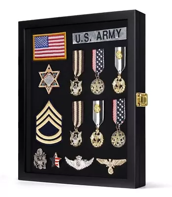 Pin Display Case 11x14 Lapel Pin Display Box For Military Badges Medals Tags... • $65