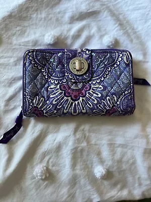 VERA BRADLEY TURN LOCK WALLET Clutch Card LILAC TAPESTRY Purple Lavender Paisley • $10