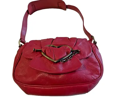 Vintage Moschino Jeans Red Heart Leather Shoulder Bag • $95