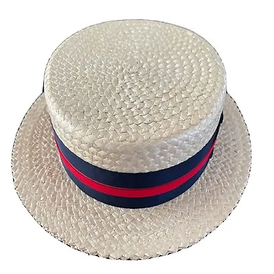 Vintage Men's  Edwards Imperial Club Hats Straw Boater Skimmer Sz 7 1/8 Chichago • $125