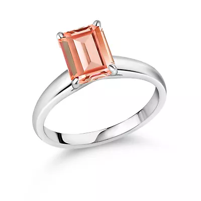 2.00 Ct Octagon Peach Simulated Morganite 10K White Gold Ring • $339.99