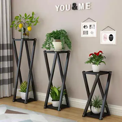 X-Shape Metal Flower Rack 2 Tier Plant Stand Display Shelf For Indoor Outdoor • $36.56