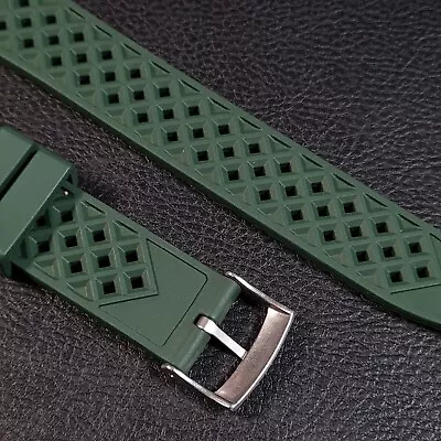Honeycomb FKM Rubber Watch Strap Quick Release Green 20mm • £10.95