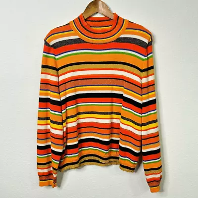 Michael Simon Event Striped Metallic Mod 70’s Retro Y2K Sweater Women’s Size XL • $39.94