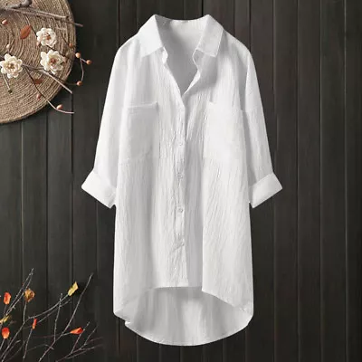 Plus Size Women Cotton Linen T Shirt Dress Oversized Ladies Baggy Blouse Tops 18 • £11.99