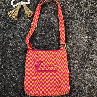 Vera Bradley Crossbody Bag Chevron Retired Pattern Pink Orange Convertible Purse • $10.75