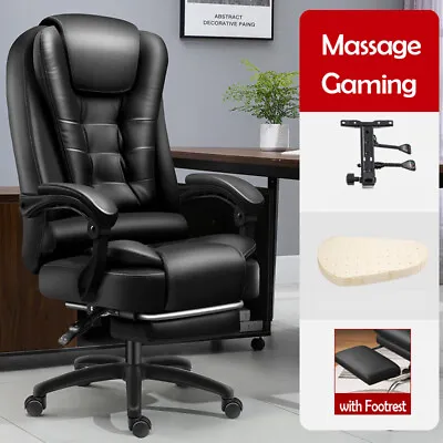 Executive Office Chair Swivel Recliner Home Computer Desk Massage Gaming Chair • £78.99