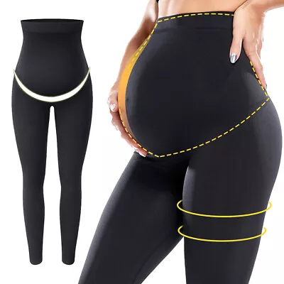 High Waist Leggings For Pregnant Women Belly Support Maternity Seamless Trousers • £19.99