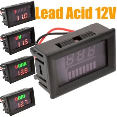 12V Digital LED Auto Car Battery Voltage Meter Acid Electromobile Volt Gauge Set • £5.68