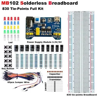 Solderless Breadboard Protoboard MB-102 830 Tie Points Test Circuit PCB DIY Kit • $12.99