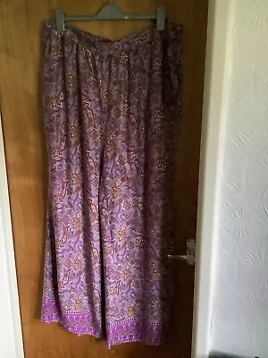 Next BNWT Uk Size 20 Purple Paisley Wide Leg Trousers • £13