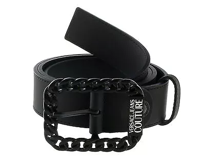 Versace Jeans Couture Black Signature Chain Link Buckle Adjustable  Belt- • $139.99