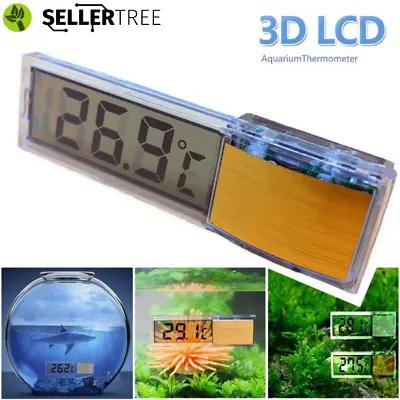 £4.29 • Buy 3D Aquarium Thermometer Fish Tank LCD Digital Temperature Water Crystal Glass