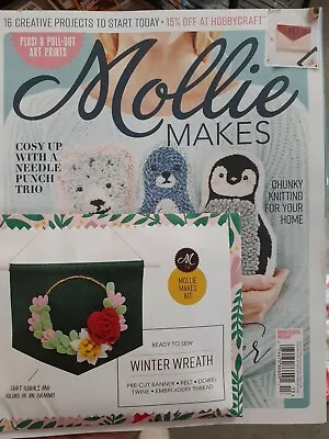 Mollie Makes Iss.113 Feb.2020 Winter Wreath Kit + More • $16.99