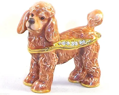 Regal Poodle Dog Pewter Bejeweled Hinged Miniature Trinket Box Kingspoint  • $22.95