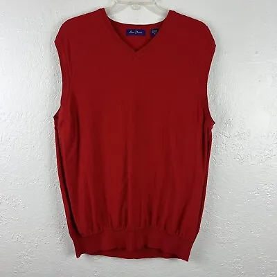 Alan Flusser Sweater Vest Mens XL Red V Neck Sleeveless Golf Pullover • $14.95