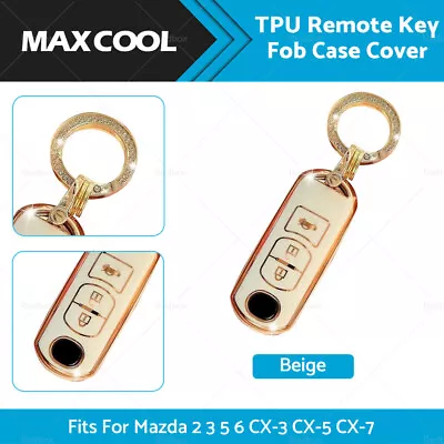 Beige TPU Car Remote Key Fob Case Cover Fits For Mazda 2 3 5 6 CX-3 CX-5 CX-7 • $16.99