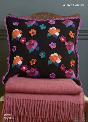 WINTER FLOWERS CUSHION - Knitting Pattern - SASHA KAGAN / ROWAN Merino Silk DK • £2.45