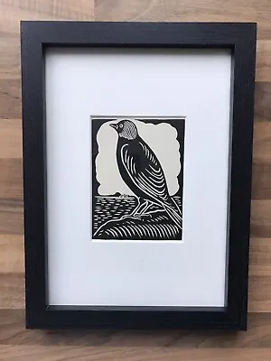 £17 • Buy ‘Jackdaw’- Framed Woodcut Bird By Raphael Nelson, Original, Dated 1940s