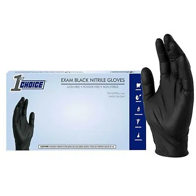 1st Choice Black Nitrile Disposable Exam/Medical Gloves 3 Mil Latex-Free • $18.50