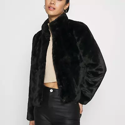 Vero Moda VMTHEA Short Jacket 16 Faux Fur Curve High Neck Winter Pocket Snap NWT • $35