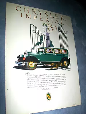 1927 Chrysler Imperial 80 Limo Limousine Women's-mag Car Ad • $12.95