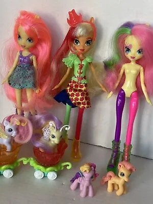 My Little Pony Lot Of 7 Ponies Hasbro Equestrian Girls 2 Carriages Bundle • £9.99