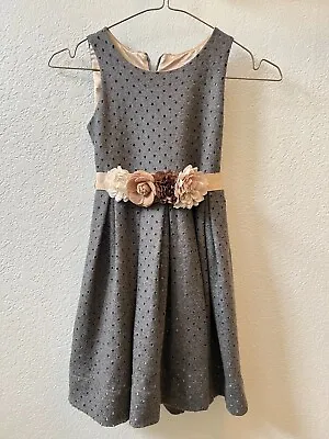 Monnalisa Girls Floral Belted Made In Italy Wool Blend Dress Size 6 • $38