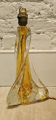 Vintage Seguso Archimede Murano Bullicante Lamp Base Glass In Clear And Yellow • £149