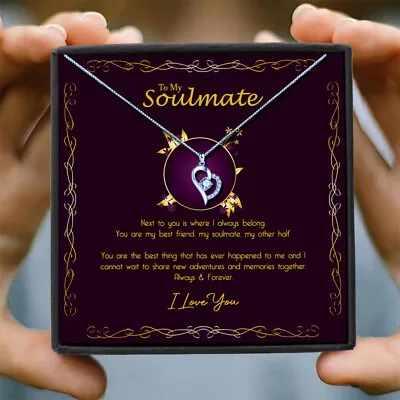£14.99 • Buy Soulmate Necklace To My Soulmate Necklace Gift For Soulmate Heart Necklace