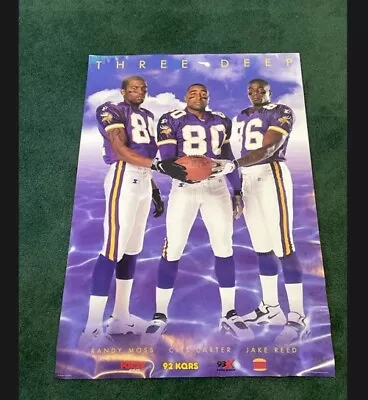 Vikings 98’ Three Deep Cris Carter Randy Moss Jake Reed Poster! BURGER KING NFL • $39.99