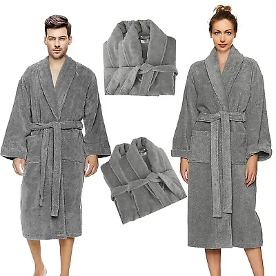 Bath Robe 100% Egyptian Cotton Bathrobes Dressing Gown Terry Towelling Men Women • £13.99