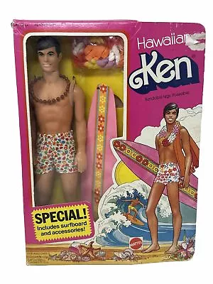 NRFB VINTAGE 1978 Mattel Hawaiian Ken Doll 2960 Superstar Era Surfboard Complete • $125