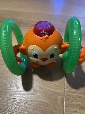 Bright Starts Roll & Glow Monkey Crawling Baby Toy With Lights Sounds 6 Month H1 • £14