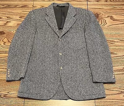 Polo Ralph Lauren Italy Mens 40SH Sport Coat Blazer Wool Black Gray Herringbone  • $64.99