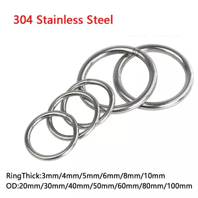 304 Stainless Steel Round Rings Heavy Duty Solid Metal O Ring Welded Smooth • £1.52