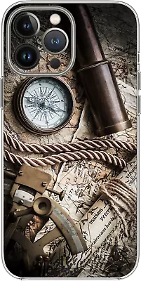 Compass World Map Sea Sail Telescope Case Cover Silicone / Shockproof / MagSafe • £11.28
