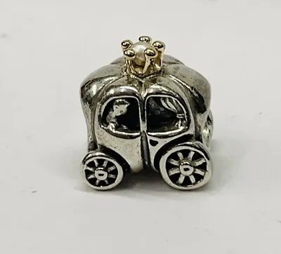 Genuine Authentic Pandora Silver & 14ct Gold And Pearl Carriage Charm #790598p. • £35