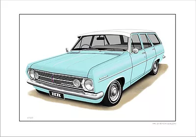 Holden Hr Station Wagon Limited Edition Car Drawing  Print ( 6 Car Colours)  • $16.50