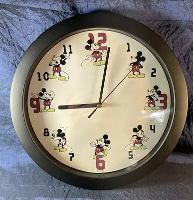 VINTAGE Disney Mickey Mouse Plastic Analog Wall Clock (8 Mickey Poses) USED • $14