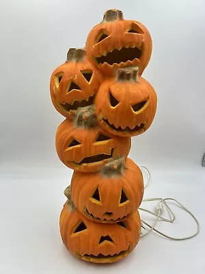 Vintage 1993 Trendmasters Lighted Halloween Stacked Pumpkin Totem Foam Blow Mold • $20.99