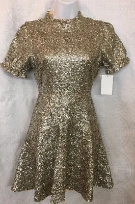 For Love And Lemons Eloise Dress Gold Sequined Party Nwt $583 Size XS • $240