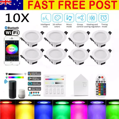 10Pcs 9W Smart RGB CCT Bluetooth LED Downlight Dimmable For Google Home Alexa • $27.16